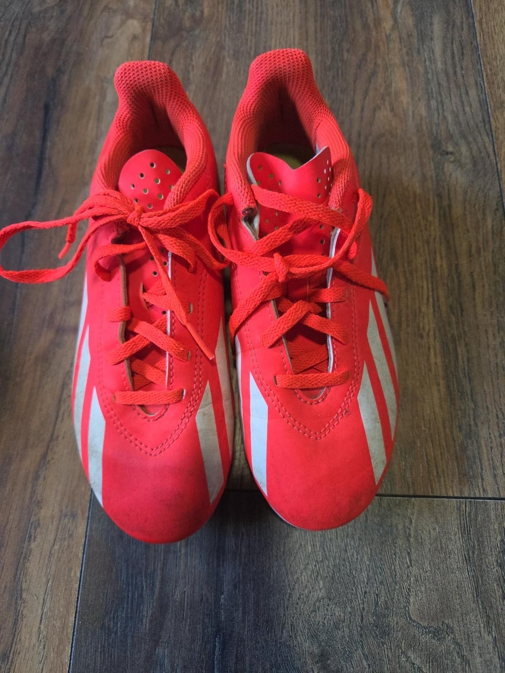 Adidas Orange White Soccer Cleats Lace Up Athletic Shoes Size 3